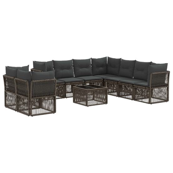 Ensemble de canapé de jardin 10 pc gris polyrotin