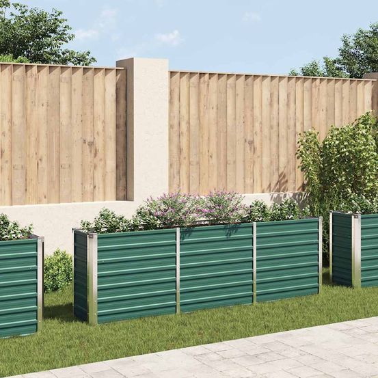 Carré potager surélevé acier galvanisé pour jardin 240x40x77 cm vert
