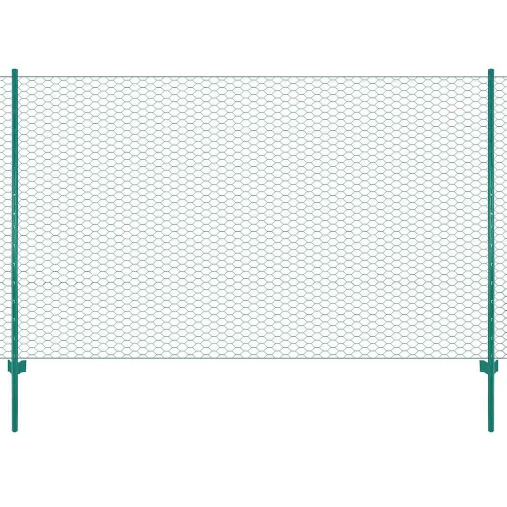 Clôture en grillage métallique avec poteaux acier 25x2 m vert
