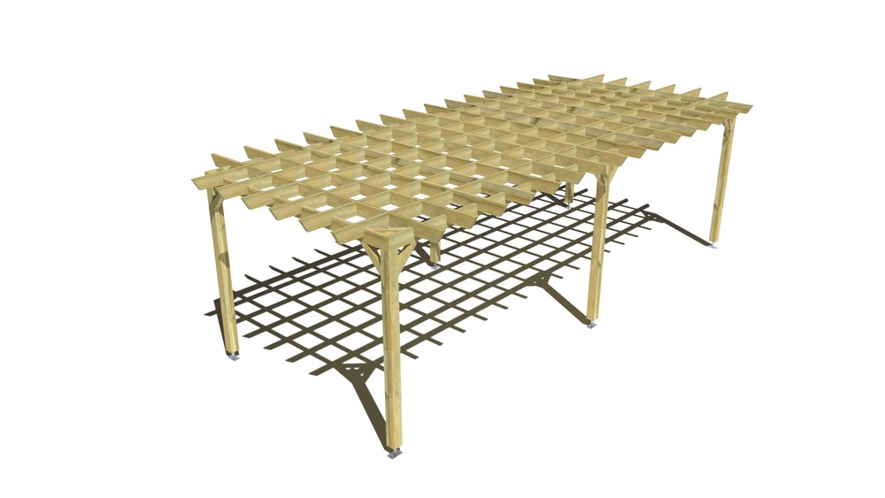 Pergola bois • 8m x 3m • indépendante • style retro • livraison comprise