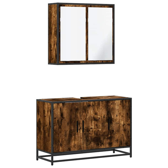 Ensemble de meubles de salle de bain 2 pcs chêne fumé