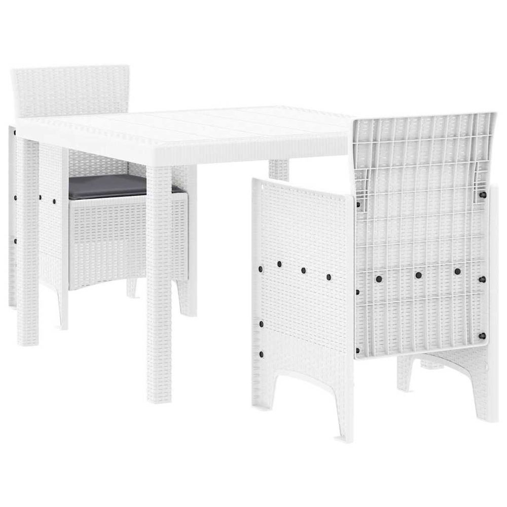 Ensemble de salle à manger pour jardin 3 pc blanc polypropylène