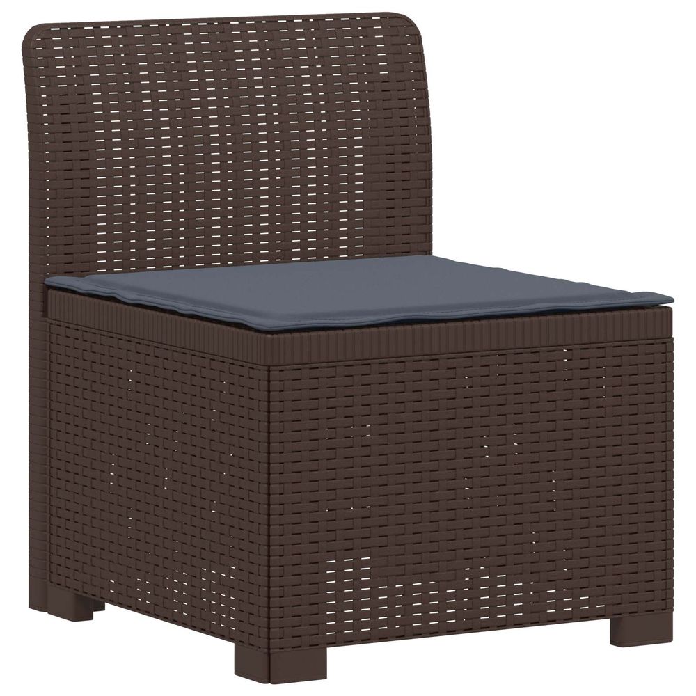 Canapé de jardin 1 place avec coussin look rotin pp marron
