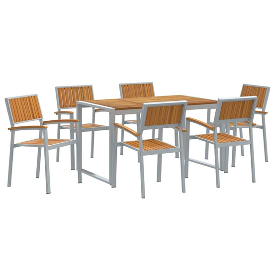 Ensemble de salle à manger pour jardin 7 pcs gris et marron