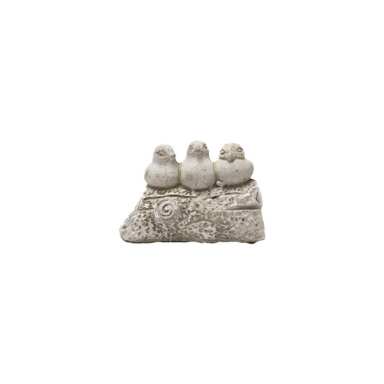 Trio d'oiseaux décoratifs sur branche en béton gris 15 x 9 x 9.5cm