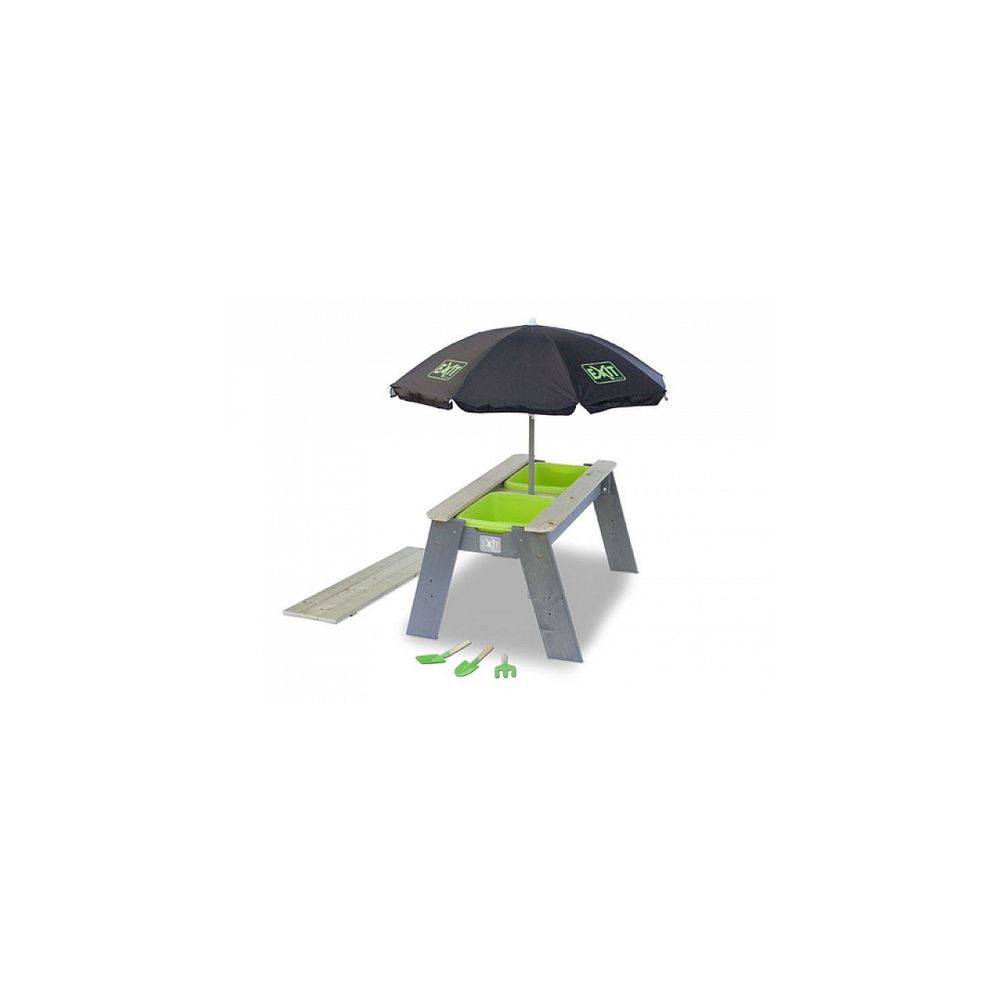 Aksent table bac a sable et a eau l + parasol + outils de jardin