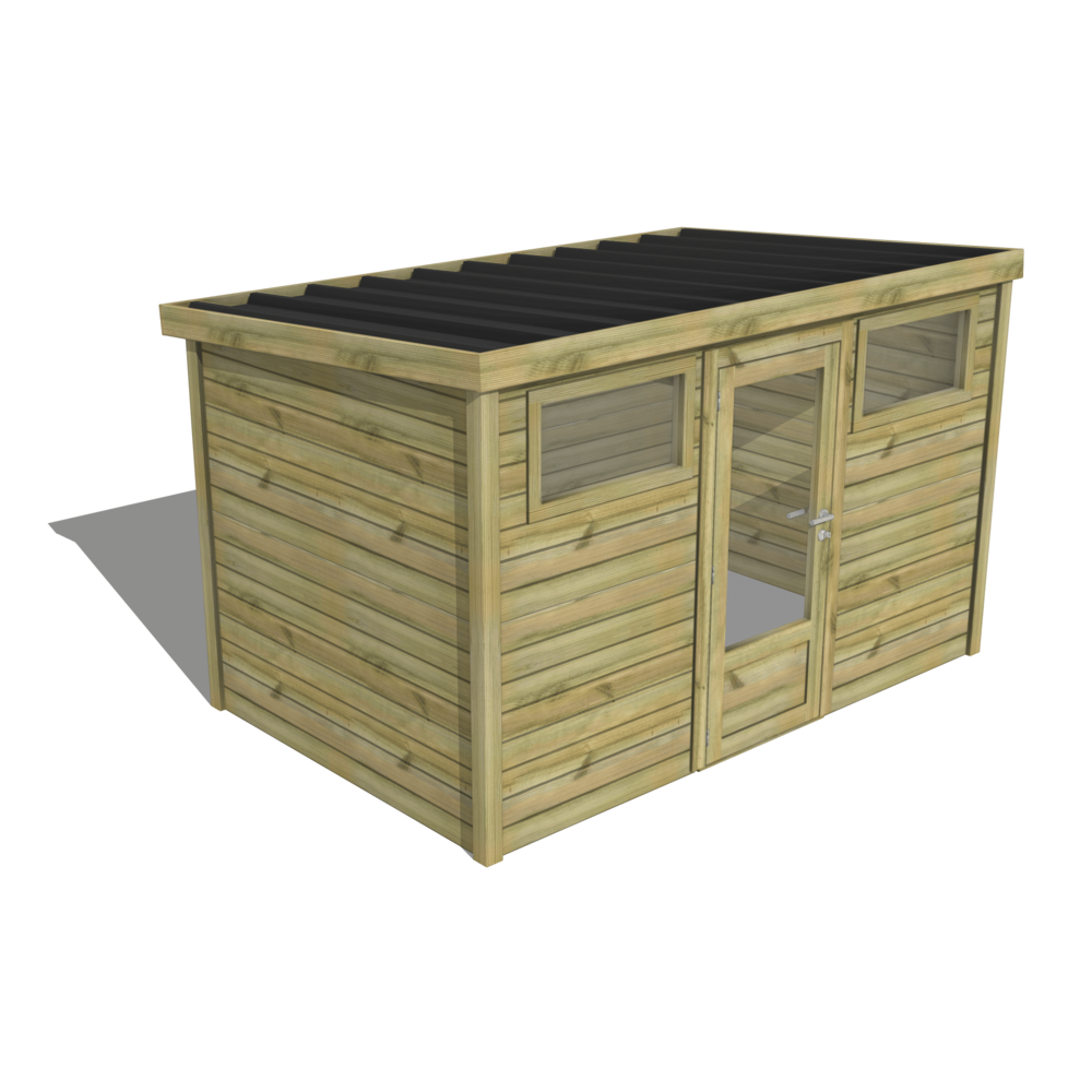 Abri de jardin bois pin traité autoclave 27mm - essentiel - 3,44x2,14m / 7m2 - bac acier - abri français