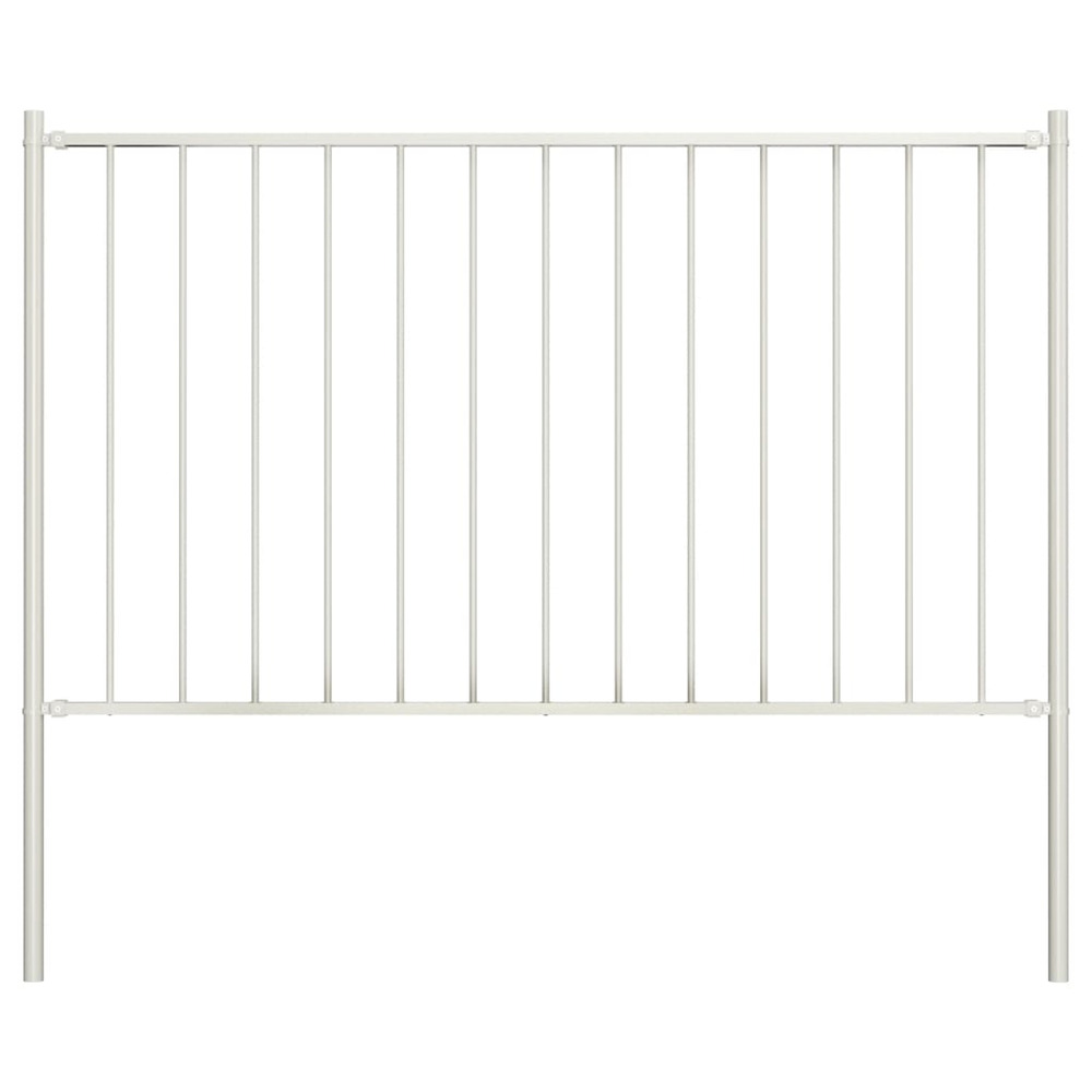 Panneau de clôture avec poteaux en acier thermolaqué 1,81 x 0,75 m blanc