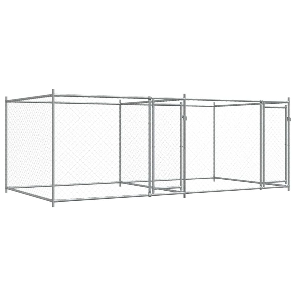Cage pour chien avec portes gris 4x2x1,5 m acier galvanisé