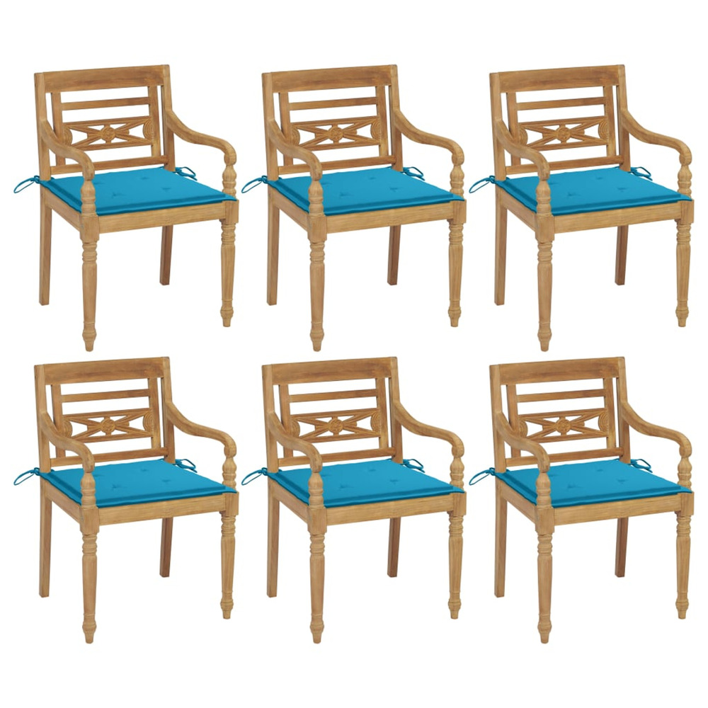 Chaises batavia avec coussins lot de 6 bois de teck solide