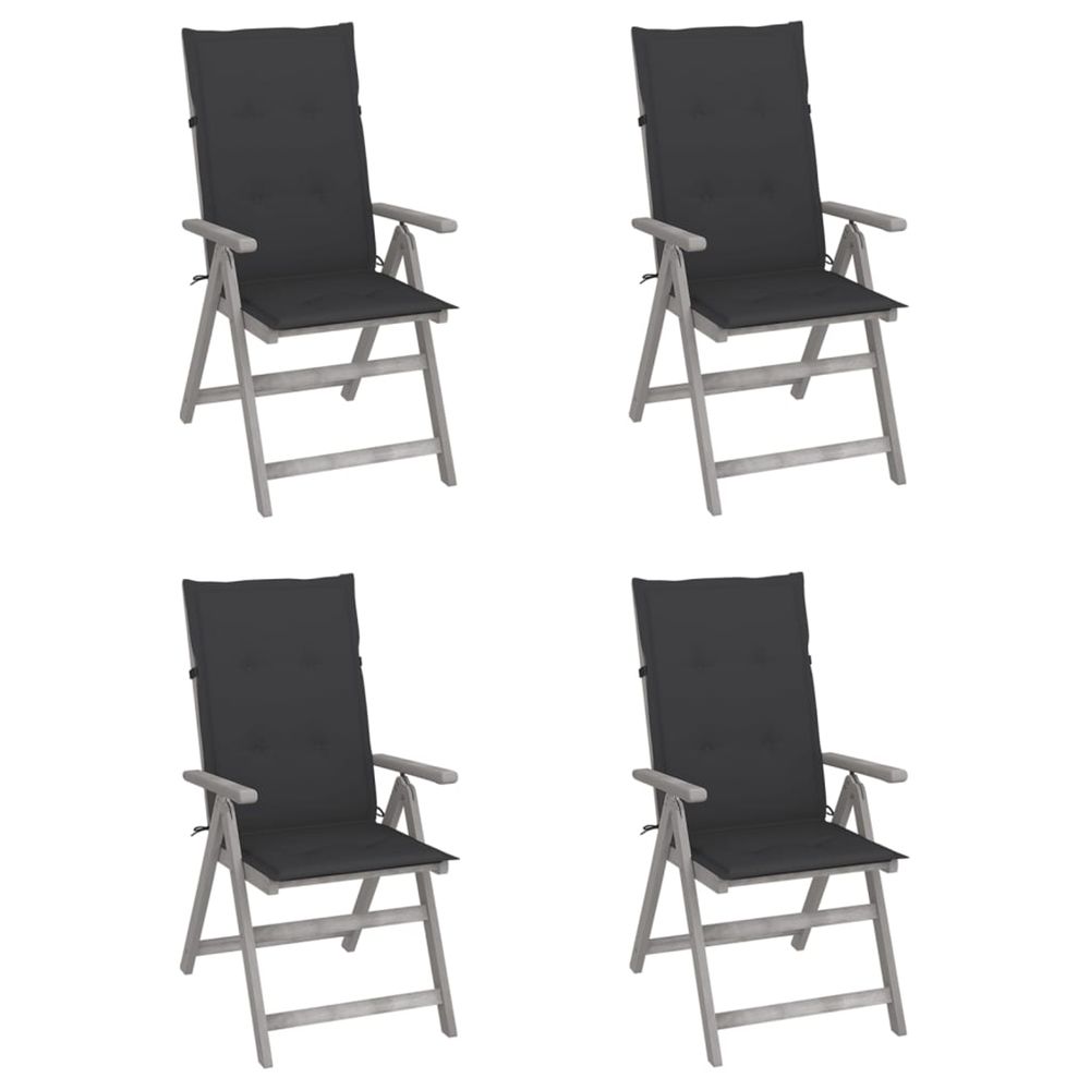 Chaises inclinables de jardin lot de 4 et coussins bois acacia