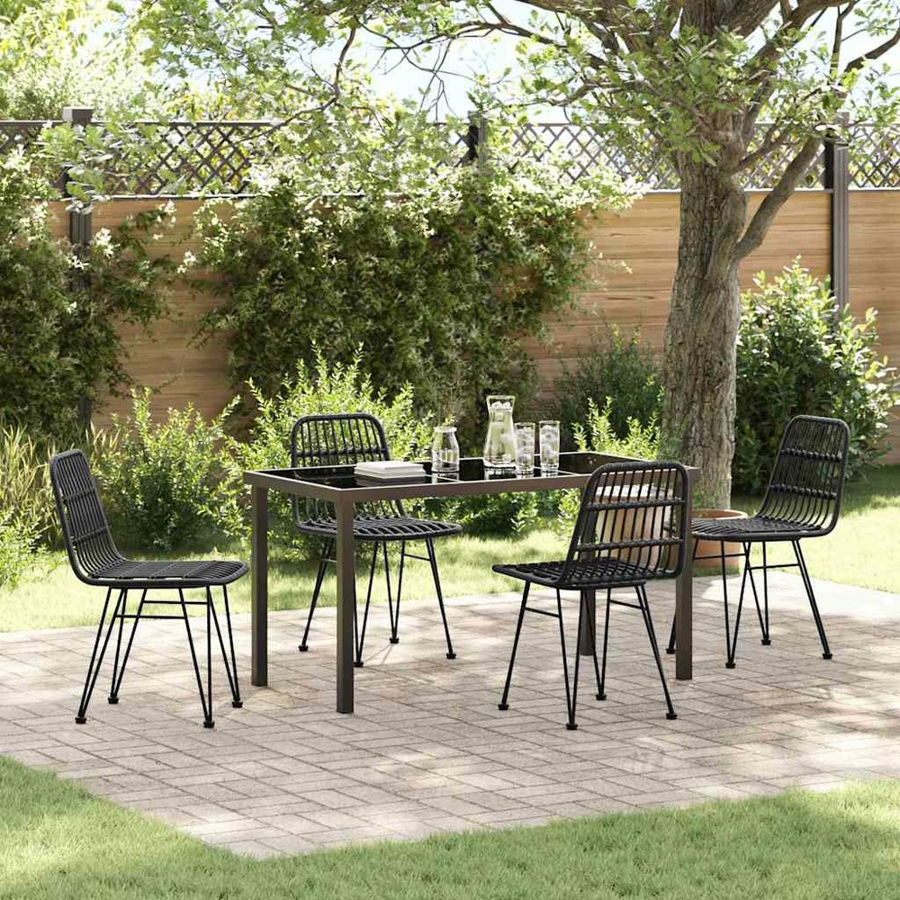 Ensemble de salle à manger pour jardin 5 pcs noir