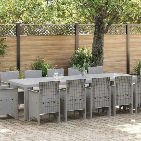 Ensemble de salle à manger pour jardin 13 pcs gris clair