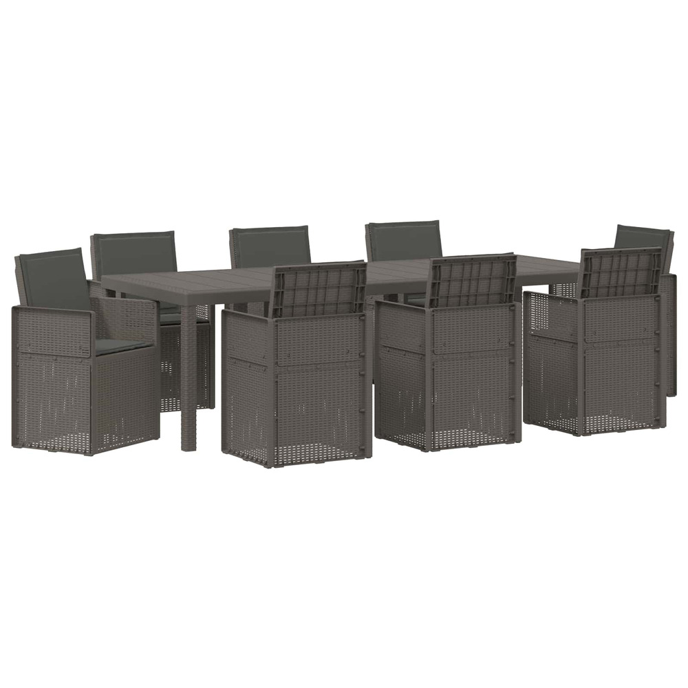 Ensemble de salle à manger pour jardin avec coussin 9 pcs pp