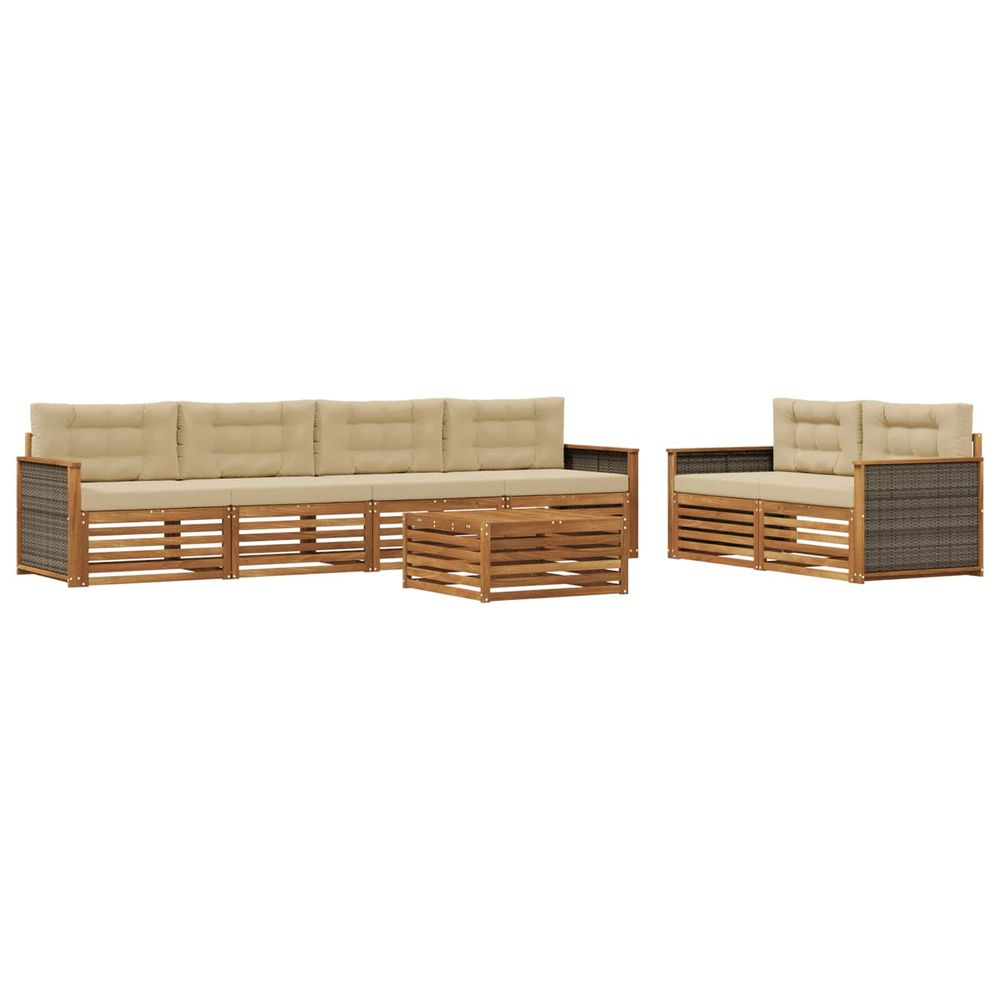 Ensemble de canapés d'extérieur 7 pc naturel et beige