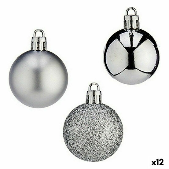 Lot de boules de noël 4 cm argenté plastique (12 unités)
