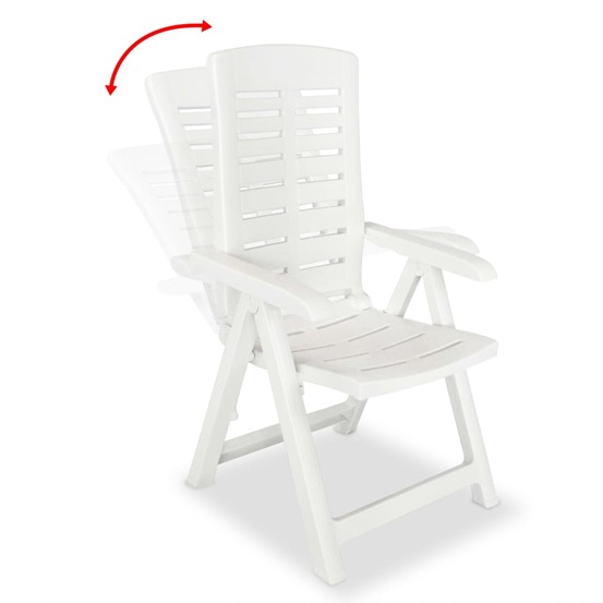 Chaises inclinables de jardin lot de 6 plastique blanc