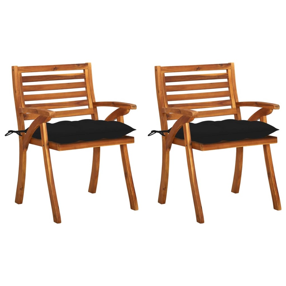 Chaises à manger de jardin avec coussins lot de 2 acacia massif