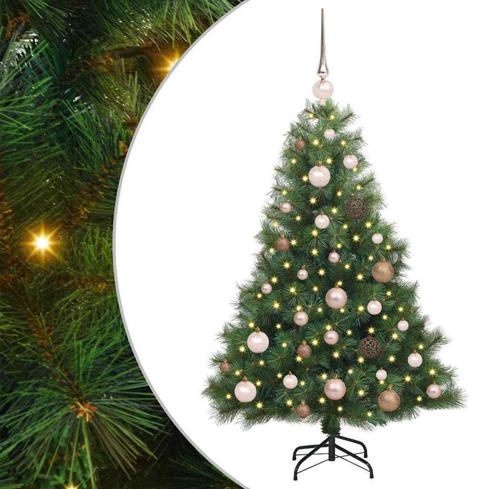 Sapin de noël artificiel avec 150 led vert 120 cm pe et pvc