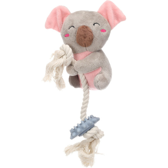 Jouet didi koala gris avec corde 23 cm pour chiot