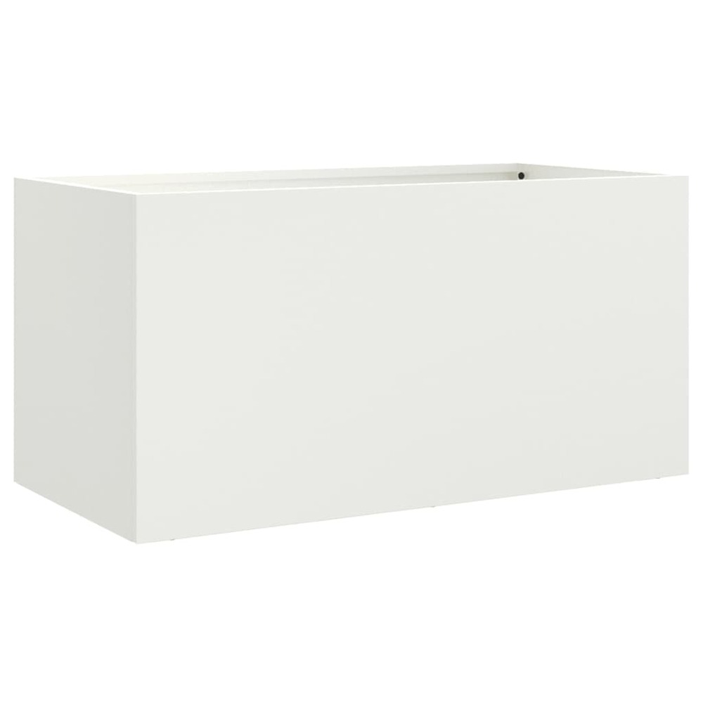 Jardinière bac lit surélevé plantes fleurs terrasse jardin 62 x 30 x 29 cm acier blanc