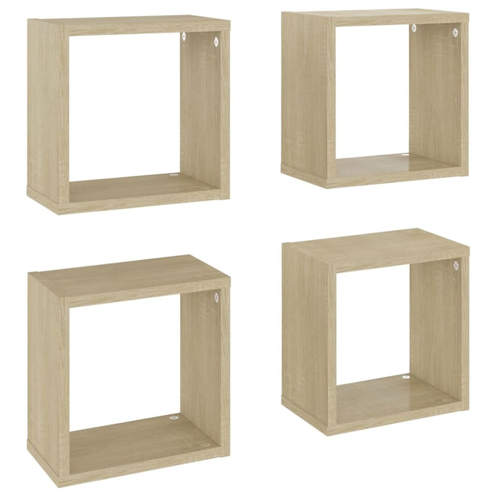 Étagères cube murales 4 pcs chêne sonoma 26x15x26 cm