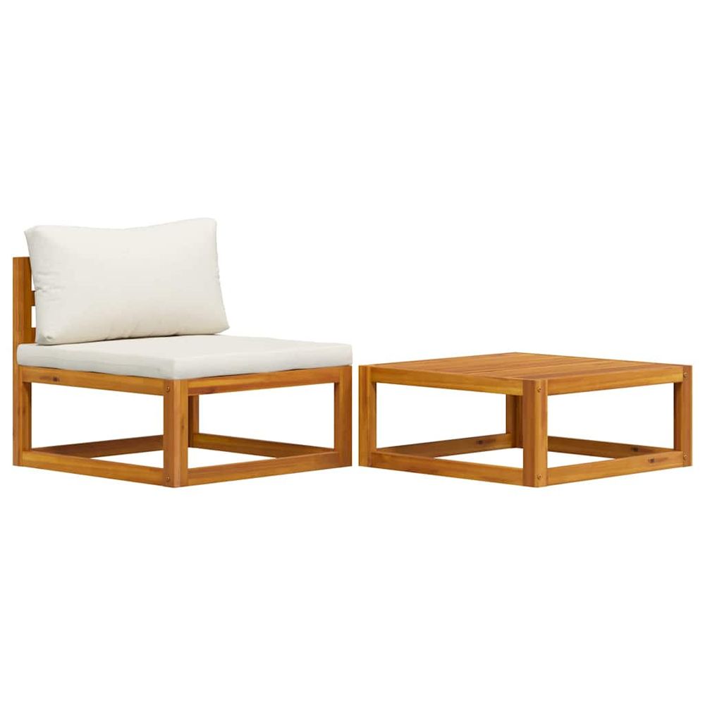Salon de jardin 2 pcs avec coussin bois d'acacia solide