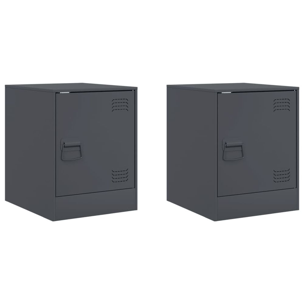 Tables de chevet 2 pcs anthracite 34,5x39x44 cm acier