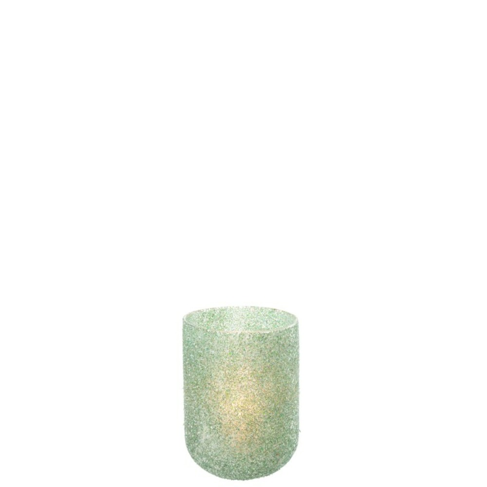 Photophore en verre vert 13x13x18 cm