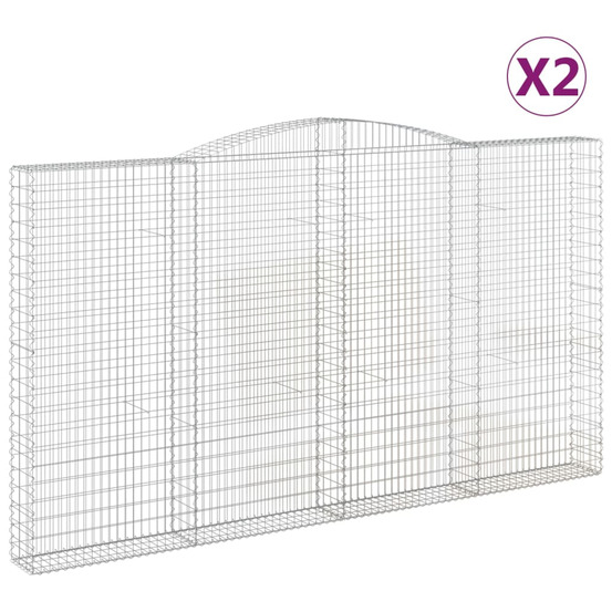 Paniers à gabions arqués 2 pcs 400x30x220/240 cm fer galvanisé