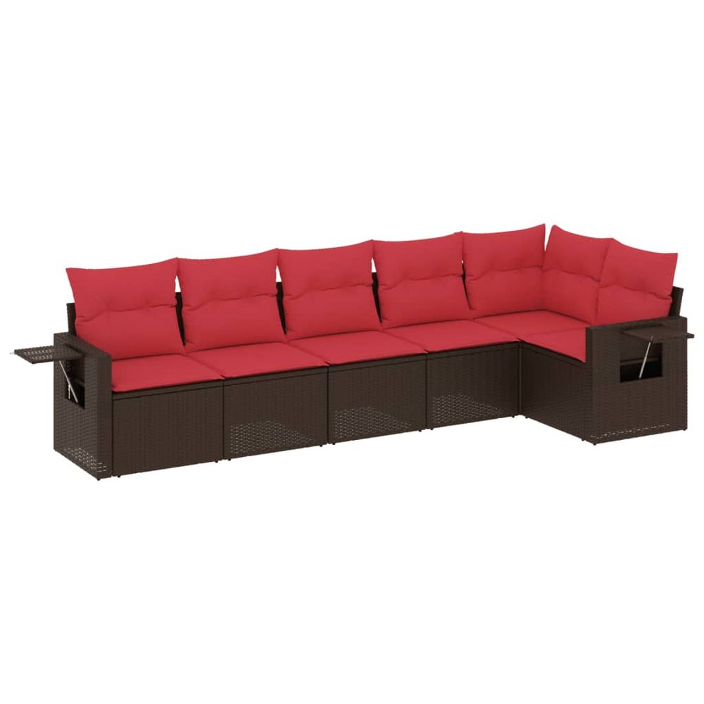 Ensemble de canapé de jardin 6 pcs avec coussins marron