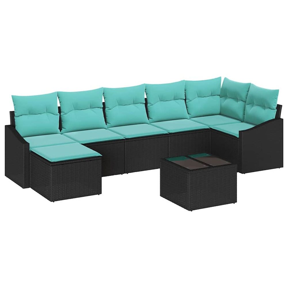 Ensemble de canapés 8 pc noir polyrotin