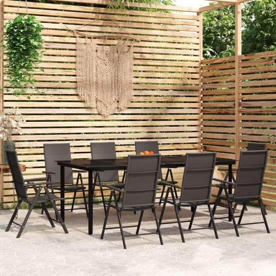 Ensemble à manger de jardin 9 pcs noir