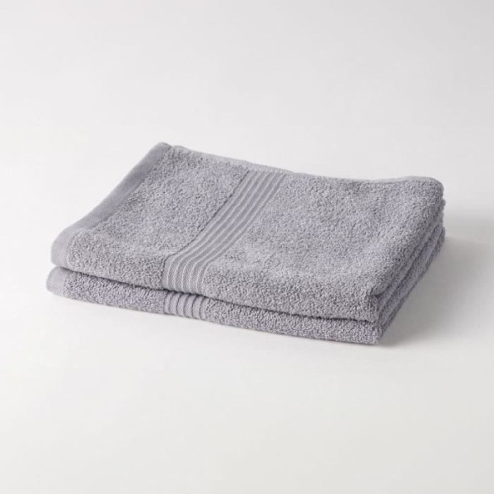 Essential - lot de 2 serviettes de toilette 50x90 cm 100% coton coloris acier