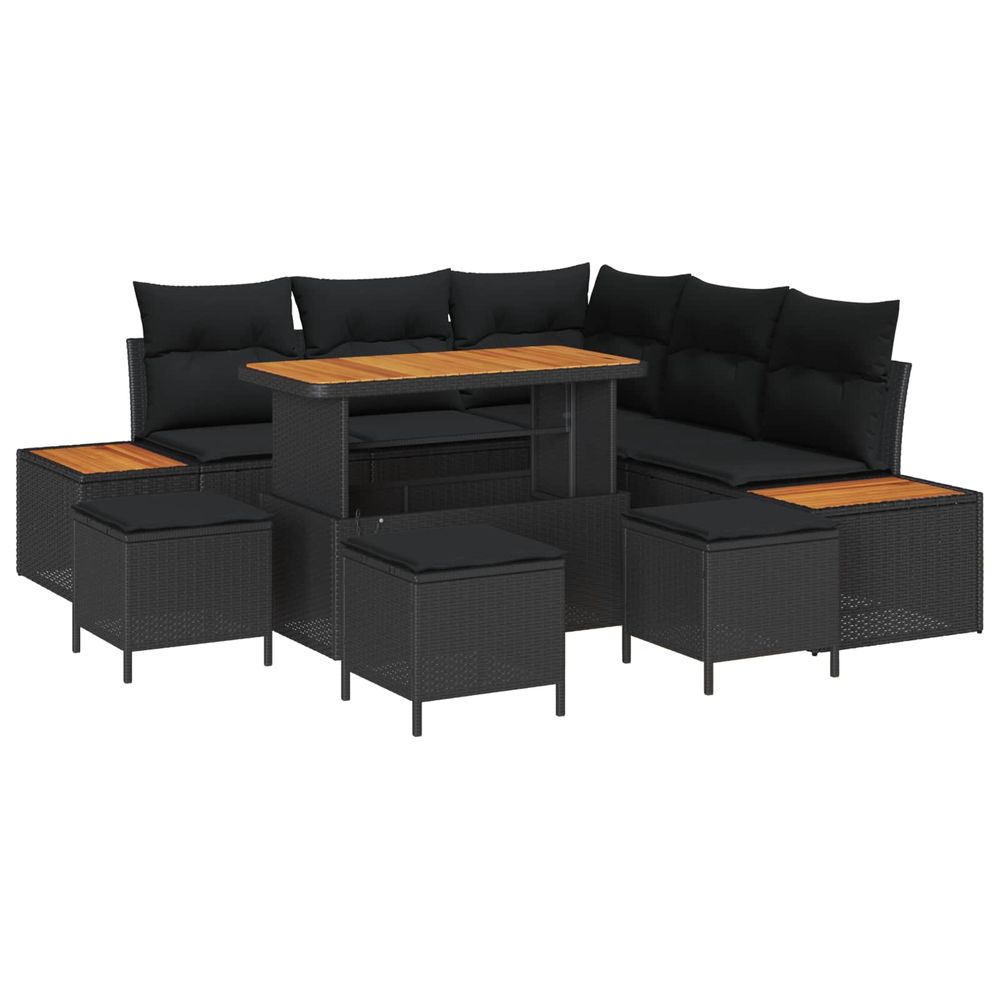 Ensemble de canapé de jardin 9 pc 8-nombre de places noir