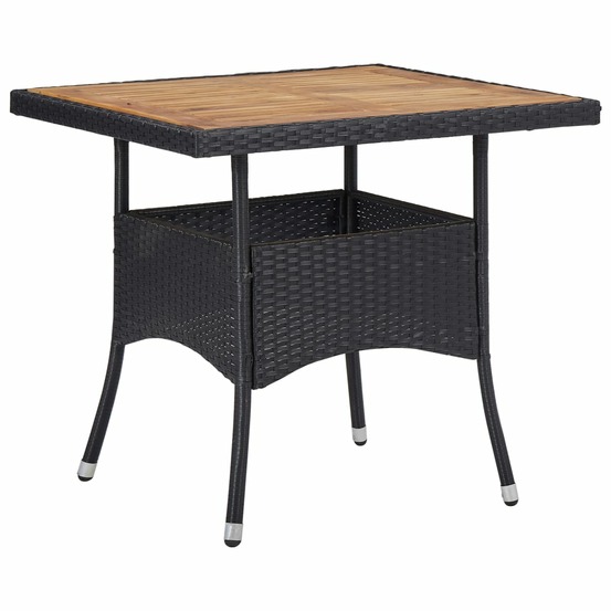 Ensemble à manger de jardin 3 pcs noir résine tressée et acacia