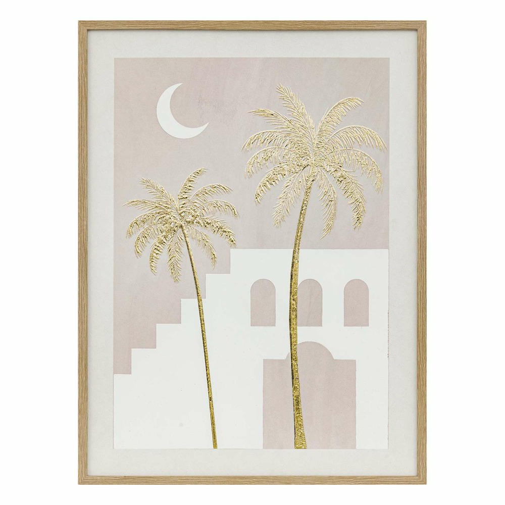 Toile imprimée encadrée medina - 45 x 60 cm - beige et doré