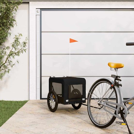 Remorque vélo chien tissu oxford transport animaux sécurisé pour balades noir