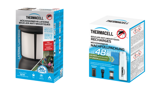 Thermacell lampe anti-moustiques et moustiques tigres + recharge - extérieur, jardin, terrasse - sans fil - protection 20 m²
