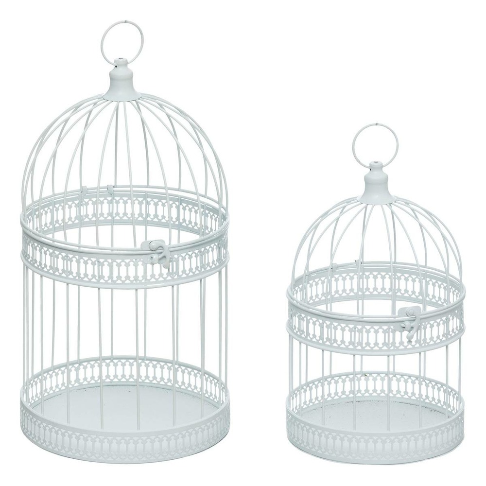 Cage oiseau metal blanc x2