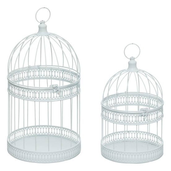 Cage oiseau metal blanc x2