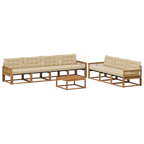 Ensemble de canapés d'extérieur 8 pcs naturel et beige
