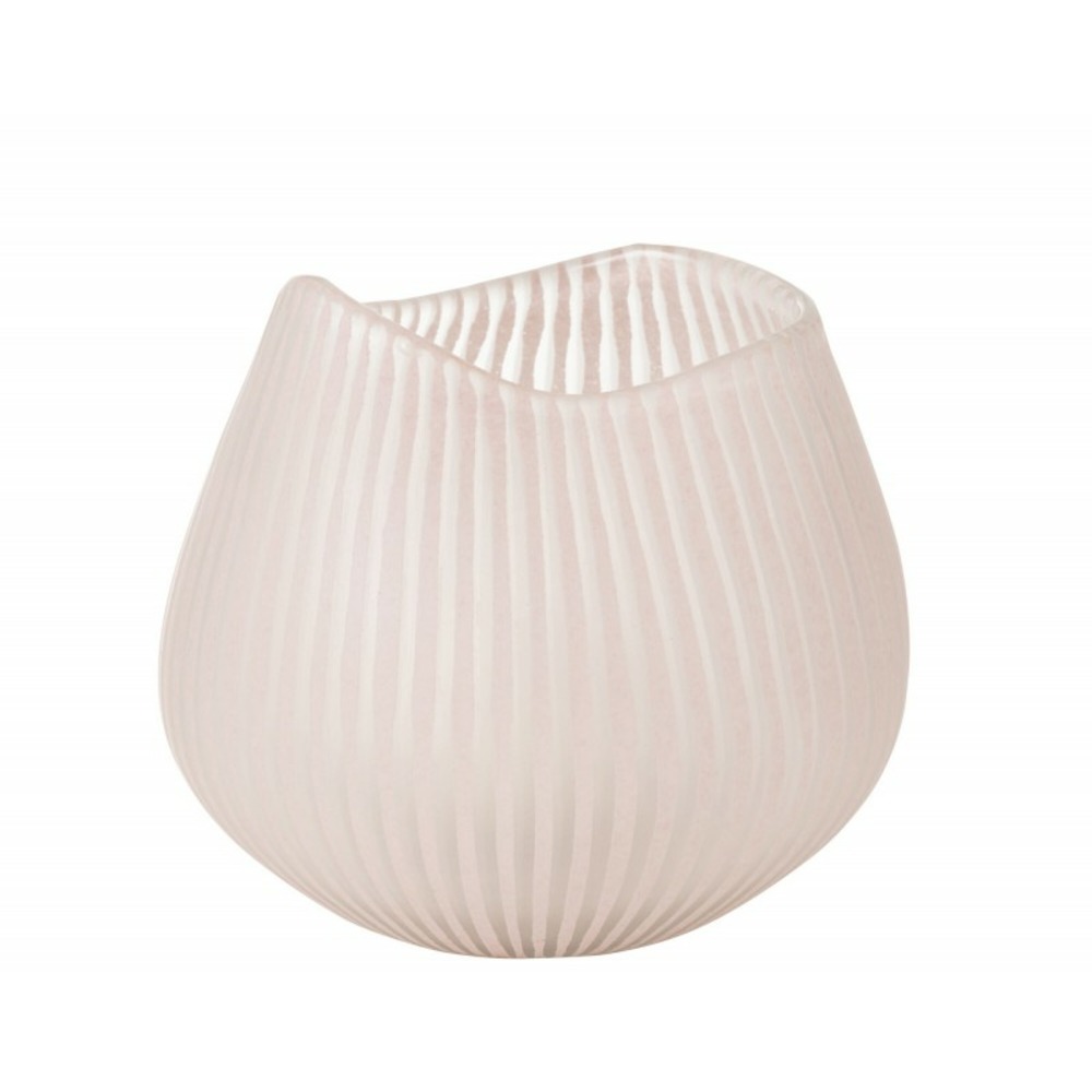 Vase lignes en verre rose 21x22x21 cm