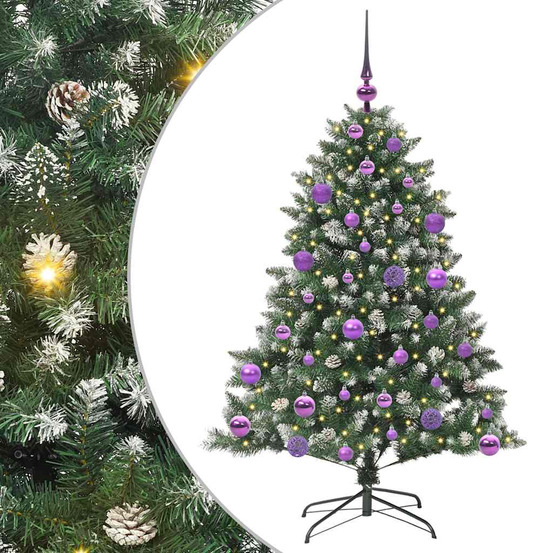 Sapin de noël artificiel vert 120 cm pvc, plastique et acier
