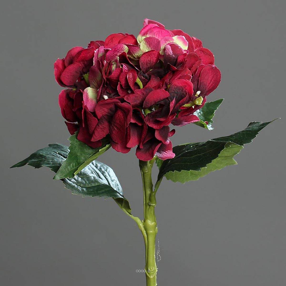 Hortensia artificiel en tige 1 tête 3 feuilles h 50 cm top bourgogne - couleur: