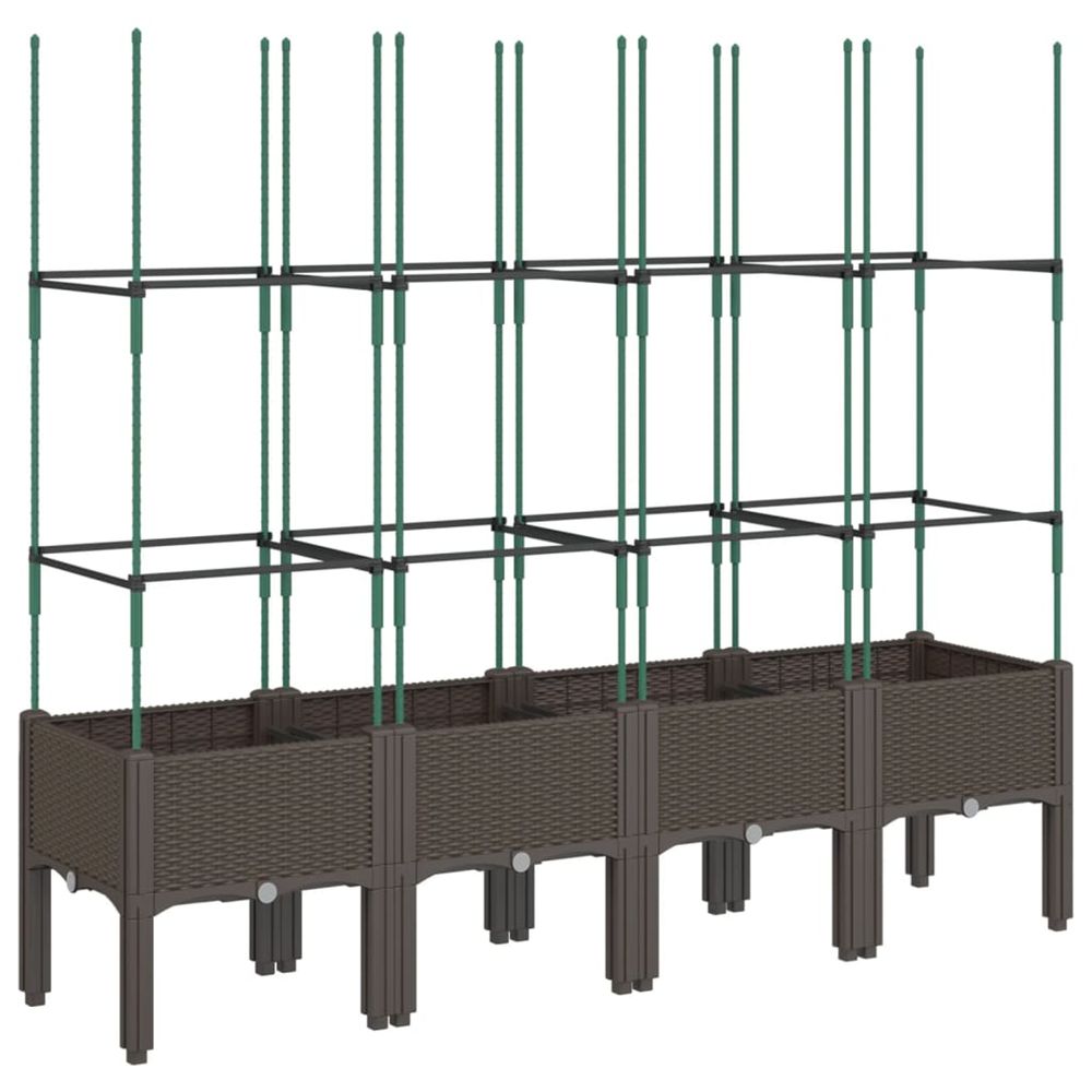 Jardinière d'extérieur avec treillis marron 160x40x142,5 cm pp