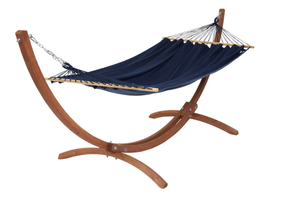 Set Hamac coloris jeans + support bois - Set eskapade - certifié fsc mix 320x125cm
