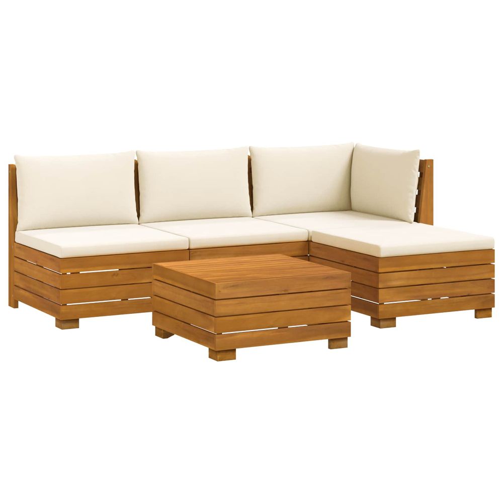 5 pc ensemble de canapés d'extérieur bois d'acacia massif