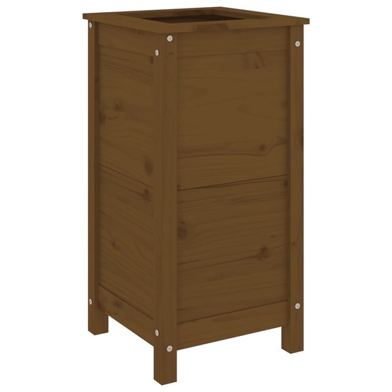 Jardinière marron miel 40x40x78 cm bois massif de pin
