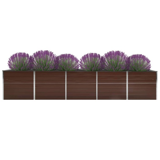 Lit surélevé de jardin acier galvanisé 400x80x77 cm marron